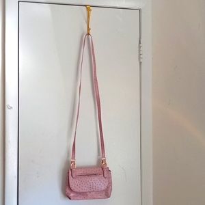 Vintage Bella Borsa Pink Ostrich leather small purse with 2 straps.